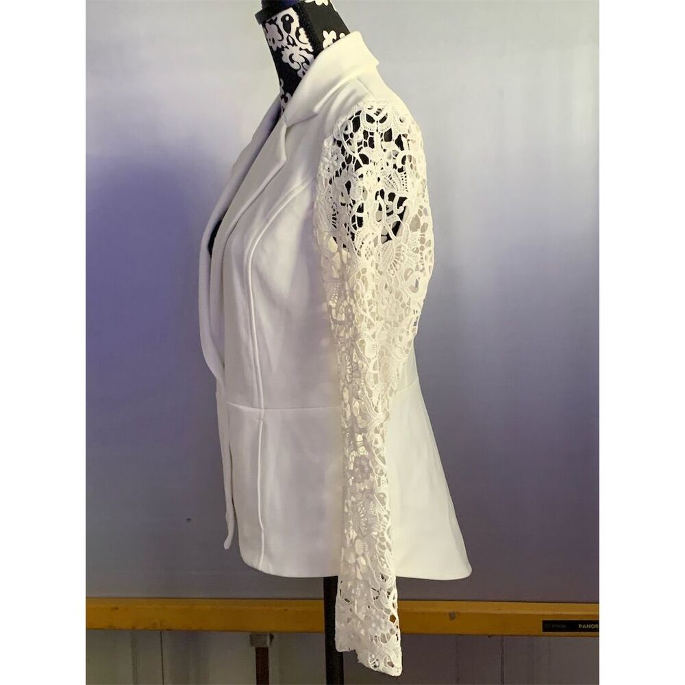 Dennis Basso Women's Ivory Lace Sleeve‎ Blazer Jacket Size 6 US - Picture 4 of 11